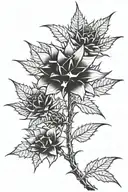 stem with thorns tattoo design idea