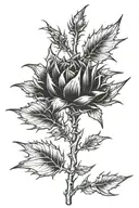 stem with thorns tattoo design idea