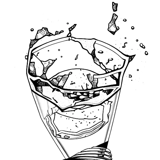 broken wine glass tattoo design idea