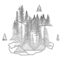 Mountain Scene trees alpine lake tattoo design idea