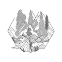 Mountain Scene trees alpine lake tattoo design idea