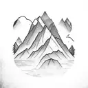 Mountain Scene trees alpine lake tattoo design idea