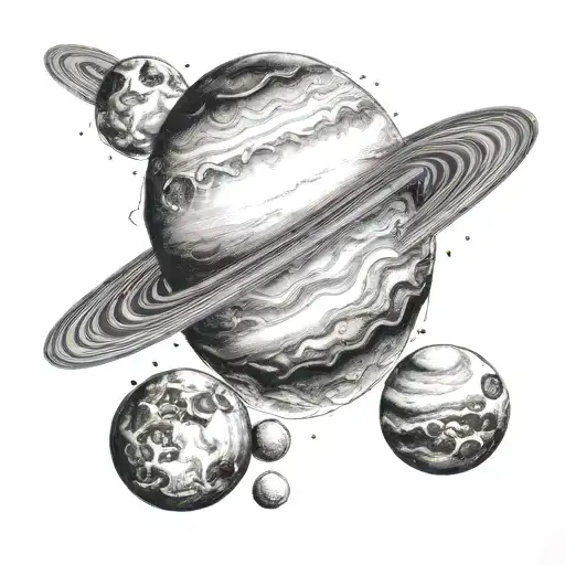 Saturn jupiter moon tattoo design idea