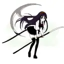 anime girl with scythe tattoo design idea