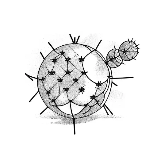a globe revolving around a cactus in a pot tattoo design idea