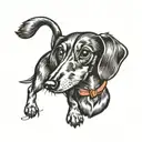 DACHSHUND DOG WITH BOW AND WANKY EYES tattoo design idea