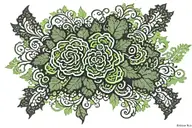BLACK LACE CHANGE INTO GREEN FOREST CAMO  tattoo design idea