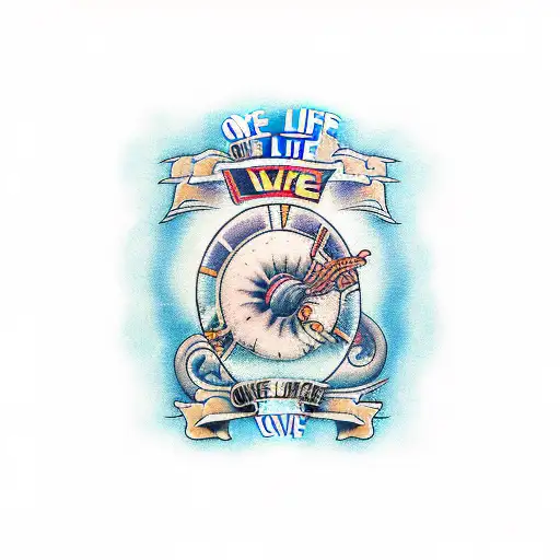 One Life, Live It with waves tattoo design idea
