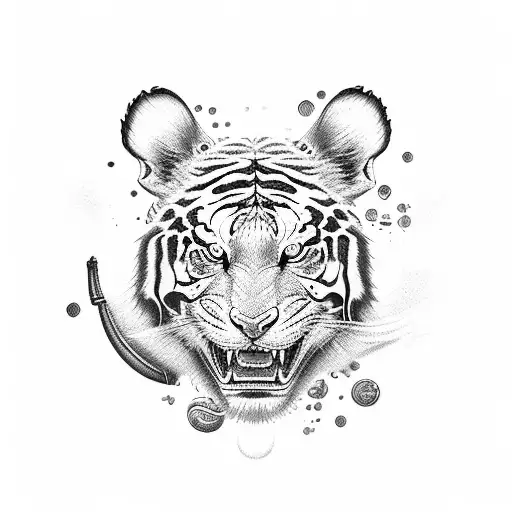 yin Yang with tiger dolphin ninja nurse tattoo design idea