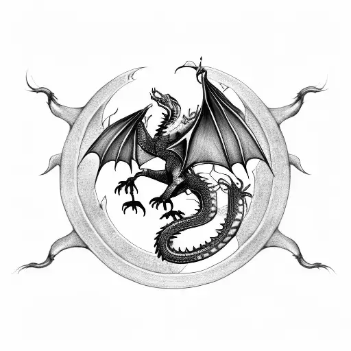 Dragon with gothic letters  tattoo design idea