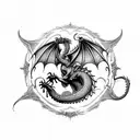 Dragon with gothic letters  tattoo design idea