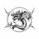 Dragon with gothic letters  tattoo design idea