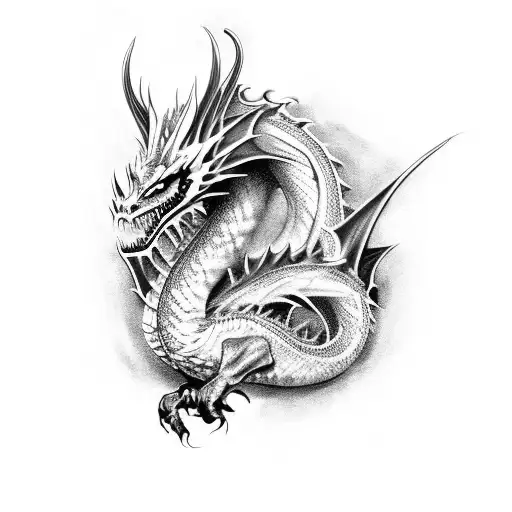 Gothic dragon  tattoo design idea