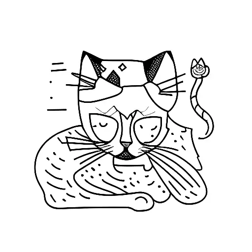 Cat from one line tattoo design idea