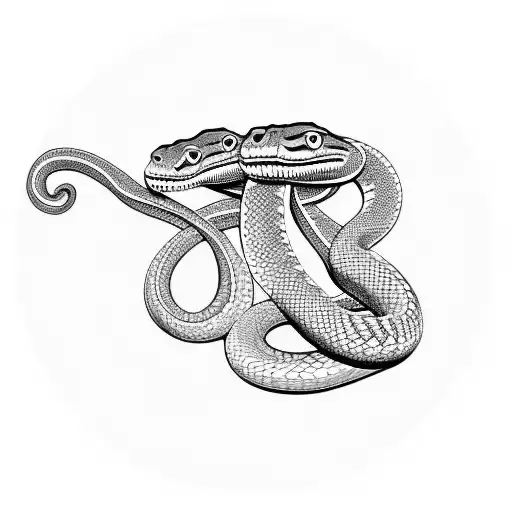 two snakes eating its own tail full sleeve  tattoo design idea