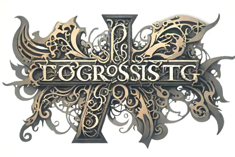 cross with writing tattoo design idea