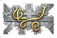 cross with writing tattoo design idea