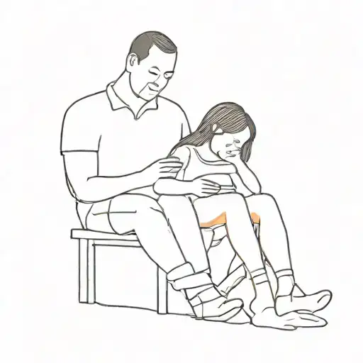 a daughter sitting on her dad's lap whiles she's swinging tattoo design idea