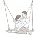 a daughter sitting on her dad's lap whiles she's swinging tattoo design idea