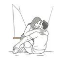 a daughter sitting on her dad's lap whiles she's swinging tattoo design idea