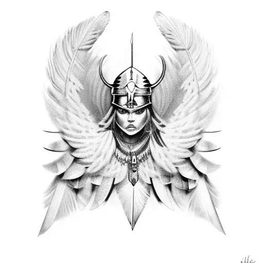 valkyrie feathers tattoo design idea