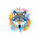 wolf on a Footprint tattoo design idea