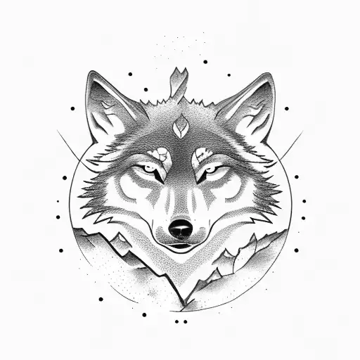 2 wolves howling at moon tattoo design idea