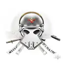 military cross, rifle, boots, fighter pilot helmet on top of rifle, breast cancer ribbon tattoo design idea