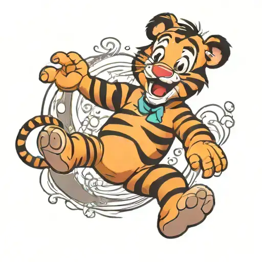 tigger jumping as a baby tattoo design idea