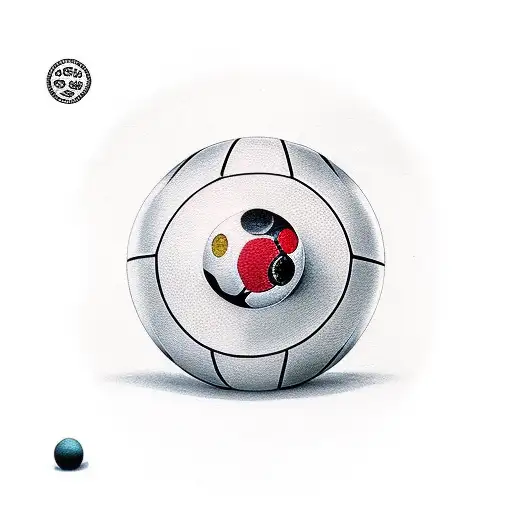 Number 5 ball with pool cue tattoo design idea