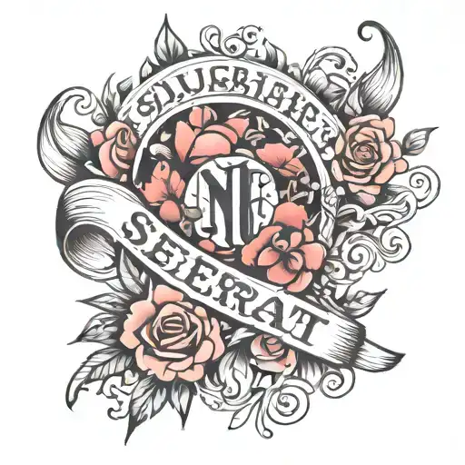 tattoo with daughters name on forearm. names are 'sureet' and 'seerat'.  tattoo design idea