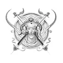 sagittarius with  snake on head tattoo design idea