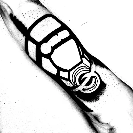 marvel, including thors hammer, the infinity gauntlet and iron mans power core tattoo design idea