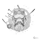 samurai and cherry tree tattoo design idea