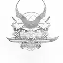 samurai and cherry tree tattoo design idea