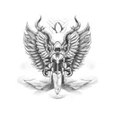 Motorbike riding with wings of angel and devil tattoo design idea