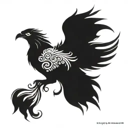 a split tattoo half of it would be a phoenix and the other half would be a persian poem "الا ای آتشین پیکر  برآی از خاک" tattoo design idea