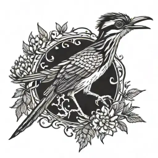 roadrunner and thistles tattoo design idea