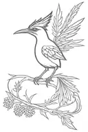 roadrunner with thistles tattoo design idea