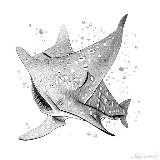 two guys scuba diving with a whaleshark tattoo design idea