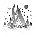 outer wilds game campfire tattoo design idea