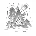 outer wilds game campfire tattoo design idea