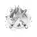 outer wilds game campfire tattoo design idea