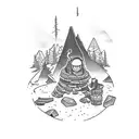 outer wilds game campfire tattoo design idea