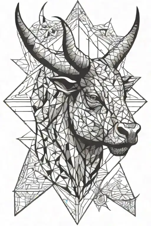 bull's head against the sun  tattoo design idea