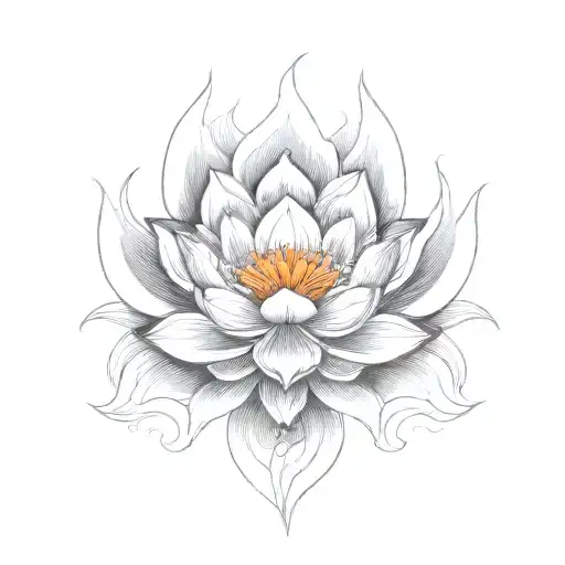 Lotus Flower on fire tattoo design idea