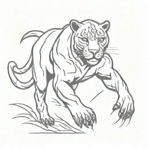 black panther running tattoo design idea