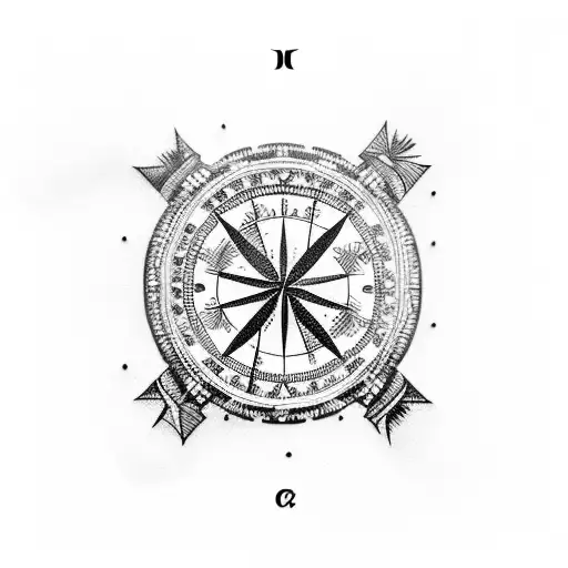skiing compass tattoo design idea