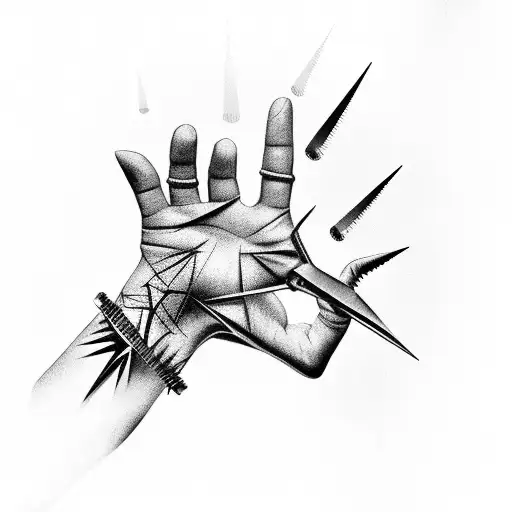 hand with spikes tattoo design idea