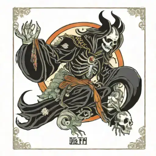 death tarot card featuring moon tattoo design idea